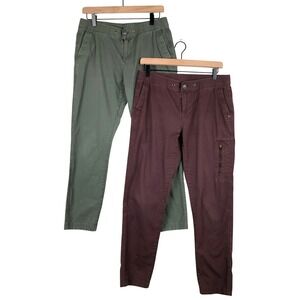 VUORI Ripstop Cargo Pants Lot of 2 Women's Sz M Green Plum Organic Cotton